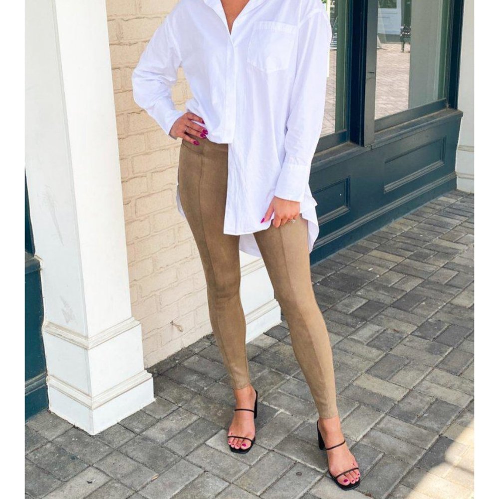 SPANX Faux Suede Leggings- Camel,‎ Medium